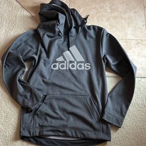 adidas Dark Gray Pullover Hoodie with White Logo